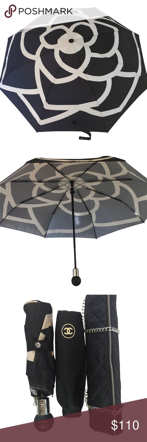 chanel umbrella black|chanel camellia umbrella.